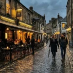 places to eat in Glasgow city street with restaurants