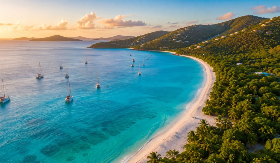 Aerial view of Magens Bay, one of the best things to do in St Thomas Virgin Islands