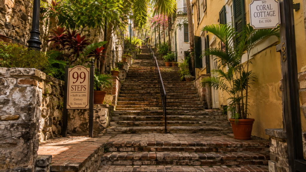 Historic 99 Steps staircase, a popular things to do in St Thomas Virgin Islands attraction