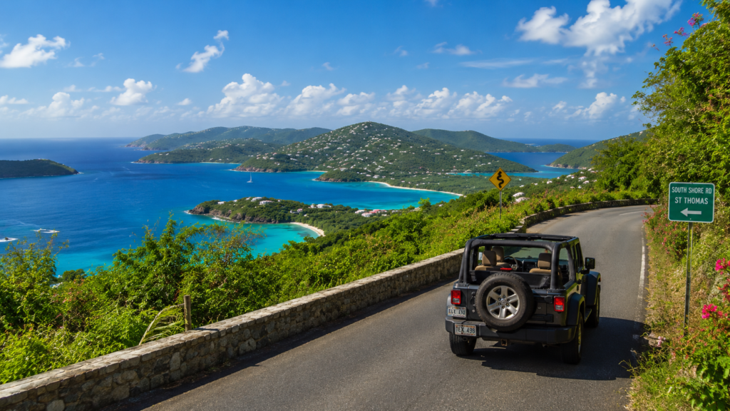 Coastal road drive, one of the flexible things to do in St Thomas Virgin Islands with a rental car