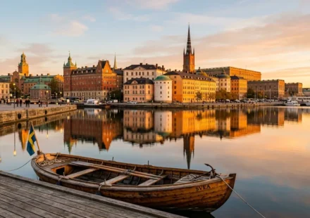 Colorful old town buildings in Stockholm reflected in water, illustrating whether Stockholm is expensive to visit