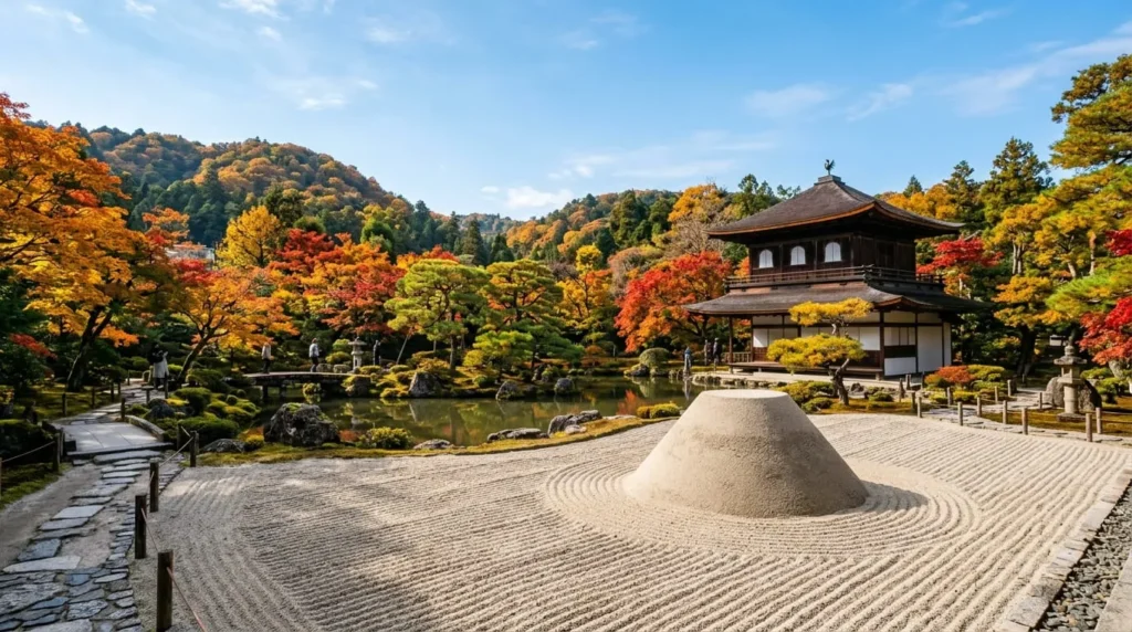 Iconic Kyoto gardens sand cone at Ginkaku-ji Silver Pavilion temple