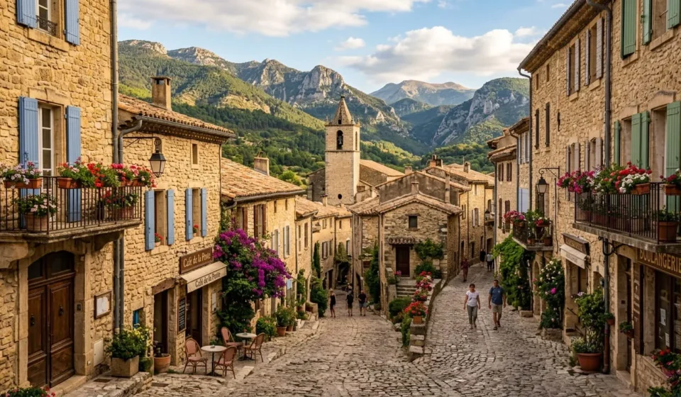 A charming French village street, one of the best things to do in France away from Paris