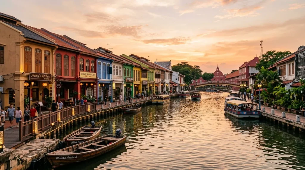 Colonial shophouses along the Malacca River, one of the best things to do in Malaysia for history lovers