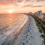 Aerial view of the beach, one of the top things to do in Myrtle Beach South Carolina