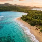 Aerial view of a secluded beach in Vieques, one of the top things to do in Vieques