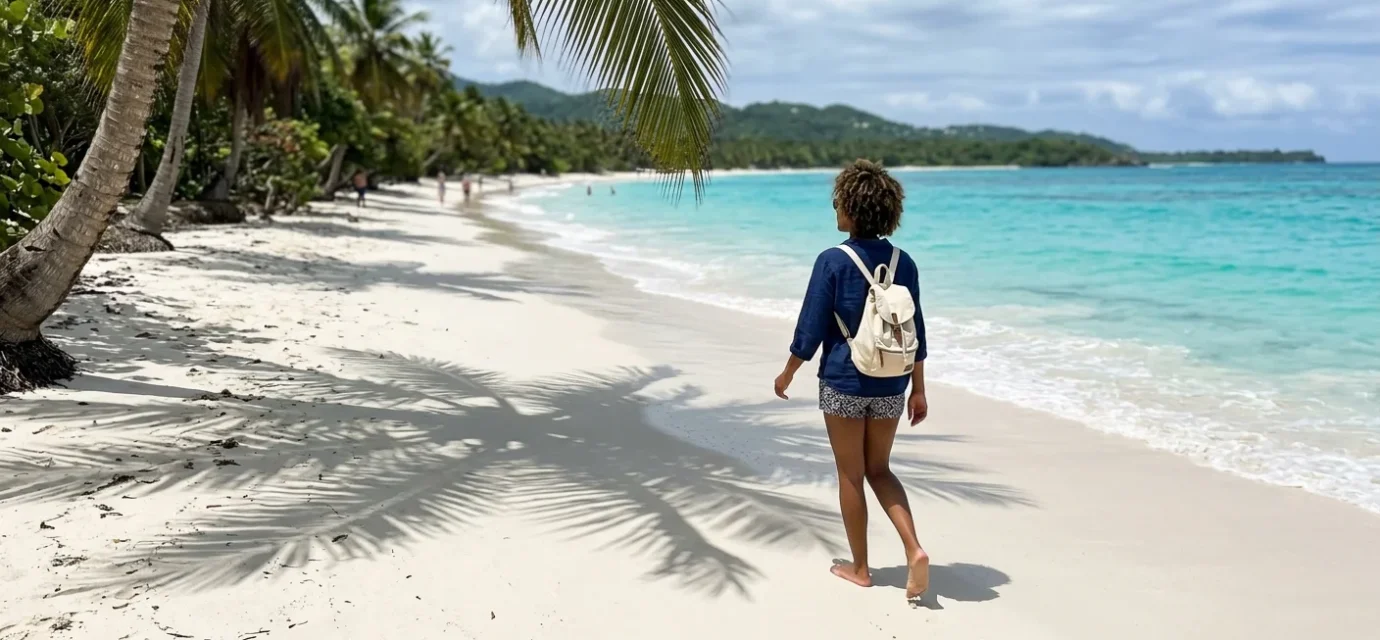 Best islands in the Caribbean beach with turquoise water and palm trees