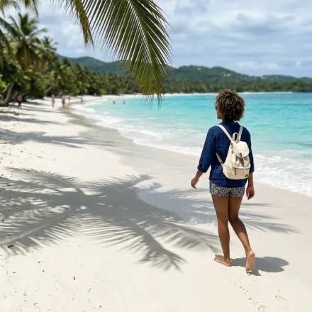 Best islands in the Caribbean beach with turquoise water and palm trees