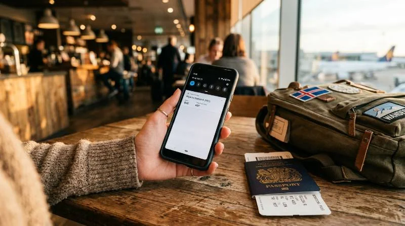 Smartphone showing airplane mode benefits like battery saving while traveling