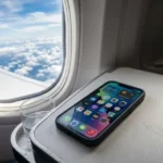What Does Airplane Mode Do? A Complete Guide to Flight Mode Smartphone with airplane mode icon active on a tray table during a flight