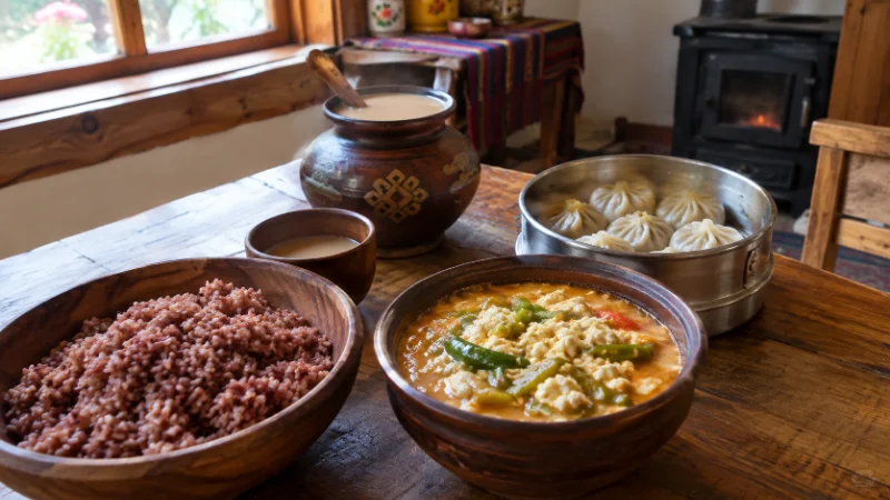 Bhutanese ema datshi meal, part of the local things to do in Bhutan