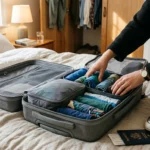 How to pack a suitcase efficiently with rolled clothes and packing cubes