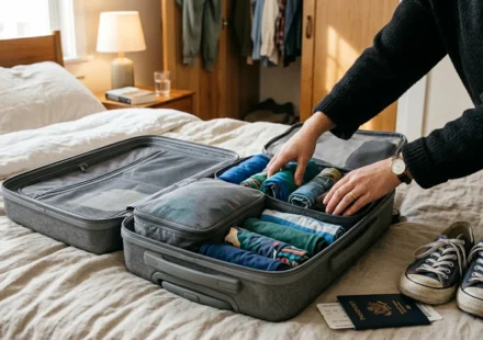 How to pack a suitcase efficiently with rolled clothes and packing cubes