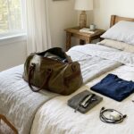 Packed overnight bag with essentials showing what to bring when staying overnight